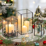 1 x RAW Customer Returns Hewory lantern outdoor lantern black set of 3 large glass lanterns decoration living room lantern decoration lanterns table decoration outdoor - glass candle holder for table wedding decoration bedroom - RRP €48.18