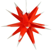 2 x RAW Customer Returns GURU SHOP 3D outdoor star Kaspar, poinsettia, folding star with 18 tips incl. 7 m cable LED light source - 55 cm transformer red white, plastic, poinsettia, Advent star - RRP €68.14