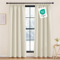 1 x RAW Customer Returns KGORGE Heat-repellent curtains, living room curtains with ruffle tape, set of 2, 240 x 140 cm H x W , blackout curtain for rail system, thermal curtain, ruffle tape, light beige - RRP €35.75