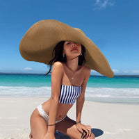 1 x RAW Customer Returns QH-Shop Women s Sun Hats Oversized Wide Brim Foldable Sun Hat Adjustable Straw Hat for Summer and Beach UPF 50 Khaki - RRP €22.04