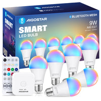 1 x RAW Customer Returns Aigostar Mesh - 9W Alexa Light Bulb Bluetooth Mesh A60, Smart Light Bulb Works with Alexa, Smart Bulb E27 LED 806LM RGB 2700K-6500K, 2 Pieces with Bluetooth Remote Control  - RRP €16.63