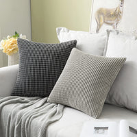 1 x RAW Customer Returns MIULEE Set of 2 Cushion Covers Corduroy Decorative Pillow Case Sofa Cushion Decorative Couch Cushion Cover Soft for Living Room Bedroom 45 x 45 cm, 18 x 18 Inch Gray - RRP €14.99