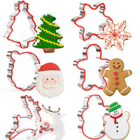 54 x Brand New Keepaty Christmas cookie cutters Christmas set with 6 cookie cutters with silicone edge snowflake, Christmas tree, gingerbread man, Santa Claus and reindeer shapes made of stainless steel for baking - RRP €372.06