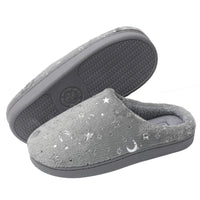 1 x RAW Customer Returns JOMIX Women s Plush House Slippers Slippers with Star and Moon Print Soft Plush Comfortable Winter Autumn Indoor Outdoor Light Grey, 37  - RRP €18.62