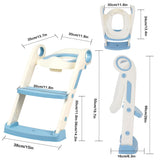 1 x RAW Customer Returns Potty toilet seat baby with stairs, children s toilet seat toilet with splash guard handles toilet trainer for toddlers boys and girls, height adjustable and foldable travel, bathroom seat blue white - RRP €23.59