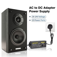 1 x RAW Customer Returns Universal power supply 3V-24V power supply 5A 120W adjustable power supply AC DC power supply adapter 100V-240V AC to DC with 14 pcs adapter plug for household appliances LED lighting, DVD, TFT monitor, speaker - RRP €35.69