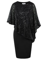 1 x RAW Customer Returns Hanna Nikole Knee Length Evening Dress with Chiffon Cape Layered Plus Size XXL - RRP €56.99