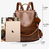 1 x RAW Customer Returns ECOTISH Anti-theft Women Backpack PU Leather Backpack Tote Bag Casual Backpacks Travel Bag Messenger Bag Backpack Brown  - RRP €25.99