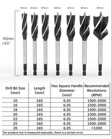 1 x RAW Customer Returns ROFMAPLE Wood Drill Bit, 7 Pieces Auger Drill Set, High Carbon Steel Friction Drill, Fast Cut, Woodworking Drill Bit Set Including 10 16 18 20 22 25 35 mm for Woodworking - RRP €27.99