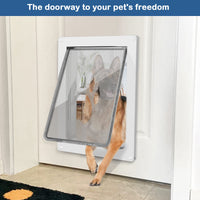 1 x RAW Customer Returns CEESC Large Dog Flap for Pets up to 45 kg, Weatherproof Pet Flap for Cats and Dogs, Durable, Includes Snap-In Locking Plate, Suitable for Interior and Exterior Doors Large, White  - RRP €69.99