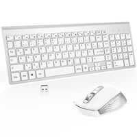 1 x RAW Customer Returns Keyboard Mouse Set Wireless - German USB QWERTZ Wireless Keyboard Small Mouse Ultra Thin Quiet Ergonomic Keyboard for Computer PC Laptop Smart TV Windows - Silver White - RRP €38.28