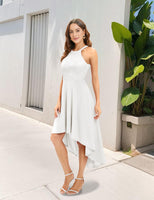 1 x RAW Customer Returns Bbonlinedress graduation dress long ladies elegant festive summer dress halter neck high low cocktail dress wedding dress evening dresses for wedding youth consecration white dress ivory XL - RRP €43.36