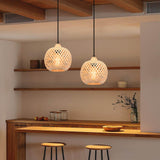 1 x RAW Customer Returns LIGKIN 2 Pieces Pendant Light Bamboo Weaving Chandelier Rattan Boho Style Bamboo Lampshade Vintage Ceiling Lamp Decoration Ceiling Light for Restaurant, Living Room, Kitchen, Cafe - RRP €42.99