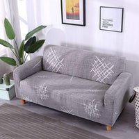 1 x Brand New Carvapet Elastic Sofa Cover Sofa Slipcover Printed Pattern Couch Cover Sofa Couch Throw Gray Pattern, 4 Seater  - RRP €41.64