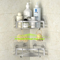 1 x RAW Customer Returns STEUGO Shower Shelf Without Drilling, Shower Shelf 2 Pack with 4 Hooks, Stainless Steel Wall Mounted Bathroom Shelf Bathroom Accessories, Shampoo Holder for Shower - RRP €20.99