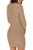 1 x RAW Customer Returns Viottiset Women s Knitted Jumper Dress Crew Neck Long Sleeve Winter Mini Dress Beige L - RRP €36.22