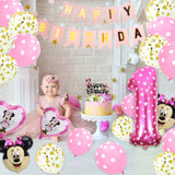 1 x Brand New Birthday decoration 1 year girl, pink balloons birthday decoration, 47PCS party decoration supplies, cake decoration, foil balloon, Happy Birthday banner, children s birthday decoration - RRP €15.24