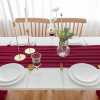 1 x RAW Customer Returns AOKSUNOVA table runner chiffon burgundy red 70 x 400cm decorative fabric wedding table decoration washable - RRP €20.16