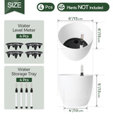 1 x RAW Customer Returns T4U 15cm Self-Watering Flower Pot with Water Indicator White Flower Pot Set of 4, Self-Watering Water Storage Planter for Indoor and Outdoor Use - RRP €24.99