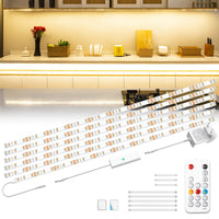 1 x RAW Customer Returns wobsion LED Kitchen Under Cabinet Lights, 3M Warm White Strip 2700K, Adhesive 6X50cm Dimmable, 1500LM, 220v Indoor Together with Remote Control - RRP €19.99