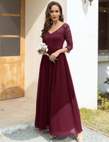 1 x RAW Customer Returns DRESSTELLS women s ball gown women s long bridesmaid dresses long elegant chiffon evening dress maxi length burgundy 2XL - RRP €62.42