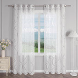 1 x RAW Customer Returns Delien curtains burnout transparent curtains with eyelets modern waves window curtains living room panel curtains eyelet curtains curtain with wave pattern 1 piece white, WxH 140x145cm - RRP €27.22