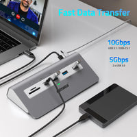 1 x RAW Customer Returns Docking station USB C dual monitor, laptop USB-C hub multiport adapter 14-in-1 triple display with 2x4K HDMI Displayport, USB C3.1, Ethernet, 100W PD, SD TF, USB 3.0 docking station for Windows Mac OS - RRP €71.59