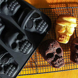 6 x Brand New Skull silicone ice cube mold, 1 Pcs Ice Cube Tray Halloween silicone mold, 6 ice cubes skull, skull chocolate mold for baking, silicone ice cube mold skull for whiskey, cocktail black  - RRP €61.74