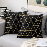 2 x Brand New MIULEE Velvet Cushion Cover Grid Modern Decorative Pillowcase Decorative Pillowcases Sofa Cushions Soft Throw Pillows Decoration with Hidden Zipper for Sofa Office Bed Set of 2 50 x 50 cm Black - RRP €36.02