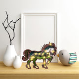 1 x Brand New FORMIZON 3D Forest Animal Wooden Crafts, Carving Crafts Forest Animals with Light, Retro Wooden Bear Wolf Horse Desktop Decoration, DIY Crafts for Home Office Decoration Horse  - RRP €11.28