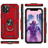 1 x Brand New KUAWEI iPhone 12 Pro Max Case, 360 Degree Rotation Ring Kickstand Military Double Layer Reinforced Defense Bumper for iPhone 12 Pro Max Red  - RRP €14.75