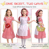 1 x Brand New ACWOO Maid Costume Girls, 4-piece set Maid Cosplay Dress, Maid Outfit Dress with Headgear, Apron and Socks for Oktoberfest Halloween Christmas Disguise Carnival XL  - RRP €14.89