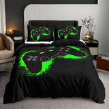 4 x Brand New HOSIMA Gamer Bedding Set for Kids Adults, Gamepad Duvet Cover Set Video Game Controller for Boys, Black Bedding Set with Pillowcase for 2 Person - RRP €67.96