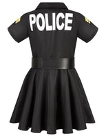 1 x RAW Customer Returns Police Costume Girls Luxury Police Officer Dress Set for Children Carnival Theme Party Halloween Police Costume Equipment Police Trowel Police Toy Black C030M - RRP €35.99