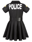 1 x RAW Customer Returns Police Costume Girls Luxury Police Officer Dress Set for Children Carnival Theme Party Halloween Police Costume Equipment Police Trowel Police Toy Black C030M - RRP €35.99