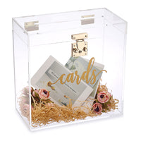 1 x RAW Customer Returns SUMNACON Acrylic Wedding Card Box Gift Card Box with Lock for Anniversary Christmas Wedding Birthday Baby Shower Party Gift Decoration Transparent Square, Large  - RRP €33.26