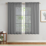 1 x Brand New TOPICK Curtains Sheer Curtains with Drawstring Transparent Voile Curtain Gauze Pair of Scarves Window Scarf Curtain Hanging Bedroom Living Room 160 cm x 140 cm H x W Set of 2 Grey - RRP €26.99