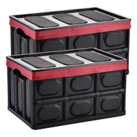 1 x RAW Customer Returns Yorbay Pack of 2 30L Professional Folding Box Transport Box Storage Box with Lid and Handle Made of Reusable Plastic 42 x 28.5 x 24 cm 30L, Black  - RRP €33.71