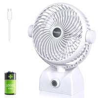 1 x RAW Customer Returns Wastou Desk Fan, USB Rechargeable Table Fan, Portable Tower Fan with 10000mAh Rotating Head Quiet Fan for Bedroom, Office and Desktop - RRP €28.69