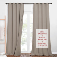 1 x RAW Customer Returns PONY DANCE Soundproof Curtain Opaque Curtains Eyelet Curtain Set of 2 Three-Layer Curtains 100 Opaque Blackout Curtain Heat-Insulating Curtains with Eyelets, H 240 x W 132cm, Sand Color - RRP €91.95