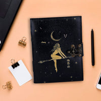 1 x RAW Customer Returns OVERDOSE Celestial Sun Moon Handmade Vintage Leather Journal Deckle Edge Paper Blank Spell Book with Shadows Grimoire Diary Moon Phase Totem Talisman Prints 6 x 8 A5 - RRP €30.0