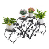 1 x RAW Customer Returns unho flower stand metal, flower staircase flower shelf set of 2, plant shelf for balcony, garden, living room, black - RRP €49.18