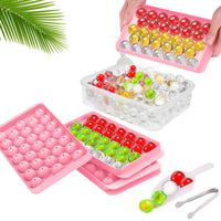 1 x Brand New Ninyoon Freezer Ice Cube Trays, 2 Round Ice Cube Trays with Trash Can, Spoon Tongs - Making 66 Pellet Ice Cube Trays Pink  - RRP €18.37