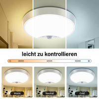 1 x RAW Customer Returns OMECO 3-color LED ceiling light with motion detector Rechargeable ceiling light with batteries and remote control, dimmable, for hallways, lofts, balconies, basements E-rated  - RRP €22.18