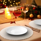 1 x RAW Customer Returns NAKIHOUSE Set of 12 Placemats Christmas Round Cream White Placemats, Woven Placemats Washable Placemats with Coasters, Heat Resistant Non-Slip Placemats for Wedding, Party-34cm - RRP €17.14