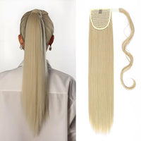 8 x Brand New Silk-co 66cm-Ponytail Extension Fake Ponytail Straight Hair Ponytail Extension Hairpiece Hair Tail - Blonde Mix Whitening Blonde - RRP €151.92