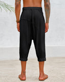 2 x Brand New Men s 3 4 Shorts Cotton Linen Pants Men Short Harem Pants Summer Pants Beach Yoga Jogger Loose Fit Harem Pants Leisure Pants with Button Elastic Waistband - RRP €60.48