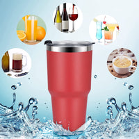 1 x RAW Customer Returns Livole 30oz 900ml drinking cup for men, women, thermal mug coffee to go, camping cup, double-walled stainless steel cup with straw, insulated vacuum coffee cup, travel mug, red - RRP €18.71