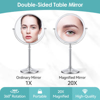 1 x RAW Customer Returns B Beauty Planet 20x Magnifying Mirror, Double-Sided 360 Degree Rotating Desktop Makeup Mirror, Free Standing Bathroom Bedroom Mirror, Large Diameter 19cm - RRP €25.66