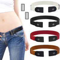 2 x Brand New Lucywey Belt without buckle, 4 colors elastic belt, no buckle stretch belt, adjustable invisible belt, for women men, belt for jeans, trousers, dress, skirts - RRP €16.1